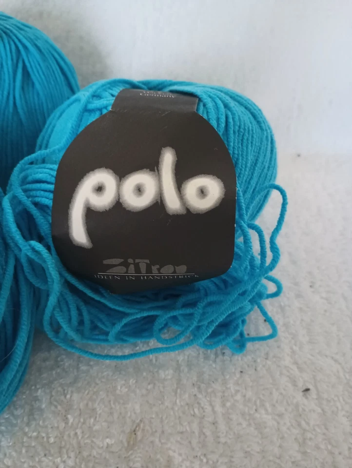 (5) Zitron Polo Sport Weight Yarn Periwinkle Blue Cotton/Acrylic Balls Germany - Image 2 of 4