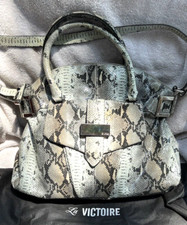 Rare Pour La Victoire Ashton Satchel/shoulder Strap Grey Snake Print Leather Bag
