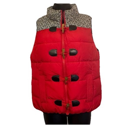 RUFF HEWN RH Puffer Vest Womens Petite Medium - Red Lumberjack Winter Warm Tweed