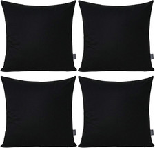 4-Pack 100 Cotton Solid Decorative Throw Pillow Case 18X18Inch Black