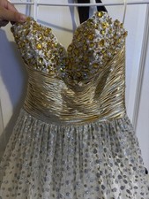 Vintage Gold Sequin Strapless Prom Party Dress Size 4 Small
