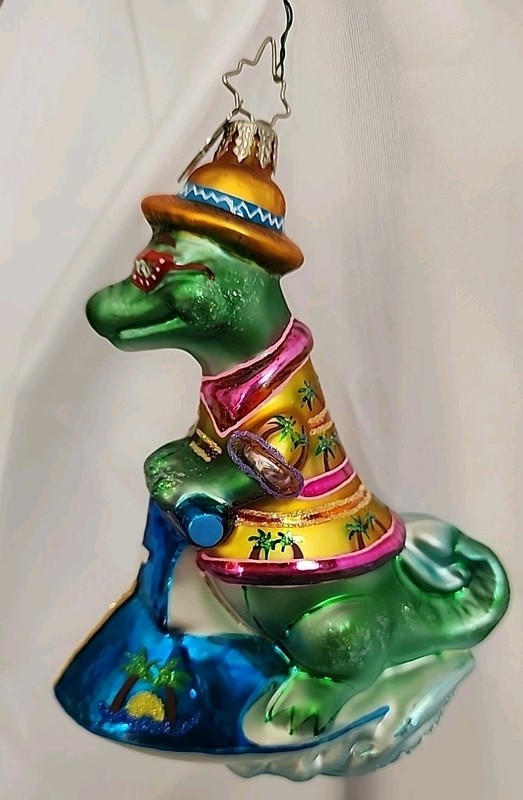 Christopher Radko Real Go Gator Dino Jetski Ornament   20th Anniv Florida lake