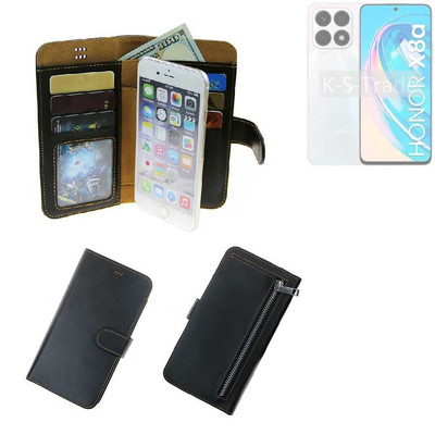 Schutz Hülle für Honor X8a 5G Wallet Case Tasche Portemonnaie Universal schwar
