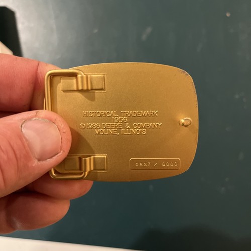 Collectible 1986 John Deere Advertising 24K Gold Plated Belt Buckle 0837of 6000 - Picture 4 of 5