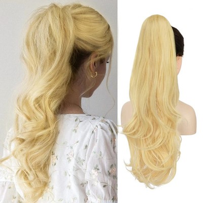 Lange gewellte Damen-Perücke mit Kordelzug Pferdeschwanz Kostüm Perücken Party blond UK