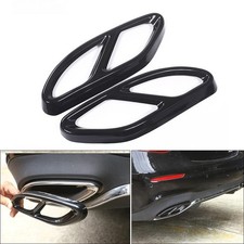 Black Exhaust Muffler Tips Tail Pipe Cover Trim For Mercedes Benz GLC C E-Class