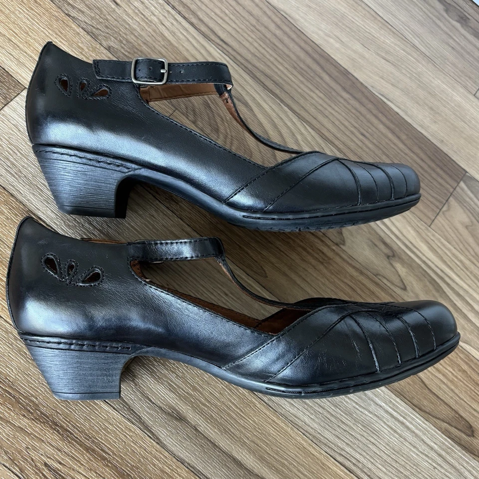 Zapatos de salón Rockport Cobb Hill Angelina correa en T cuero negro Mary Jane talla 9,5 cómodos Foto 4 de 4