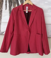 M A DAINTY Pink Single Button Wool Blend Blazer Jacket Size 12