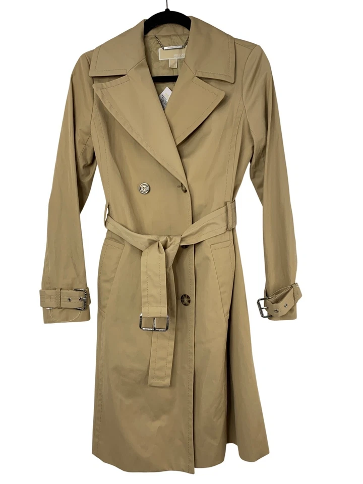 NWT Michael Kors Womens Khaki Trench Coat Size 2 - Image 2 of 4