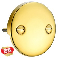 LOWCUS 2 Hole Bathtub Overflow Plate Polished Brass