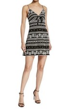 Alice + Olivia Roe Embroidered Tie Front Mini Dress Size 6