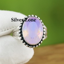 Rose Quartz Gemstone 925 Sterling Silver Handmade Jewelry Ring Size 5 to10