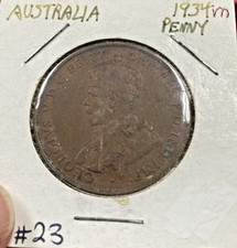 1934 M Australia Penny KM#23 Bronze Circulated 9.4g some condition issues