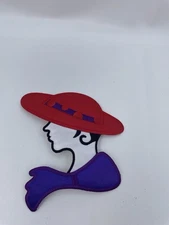 Red Hat Society Lady Fabric Applique Sew or Iron On Patch Purple  3"