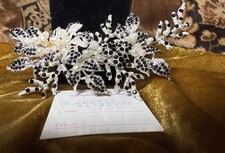 Symphony Bridal Pearl And Black Rhinestone Silver Hair Clip NWT