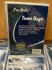4 Packs of 100 = 400 Pro Safe Resealable Team Bags Sleeves Clear 3-3/8" X 3-7/8"