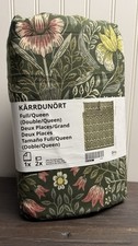 IKEA KARRDUNÖRT Full/Queen Dark Green Multicolor Duvet Cover And 2 Pillowcases