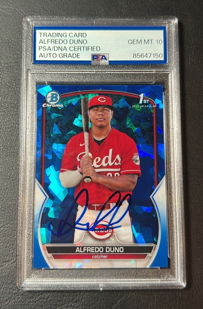 2023 Bowman Chrome Sapphrie Alfredo Duno PSA 10 Auto BCP-238 1st RC Reds