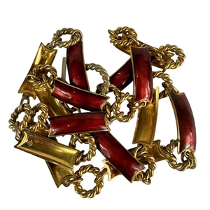 Collier ceinture vintage GUCCI émail doré et rouge maillon menton authentifié années 70