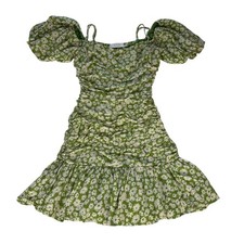 ASTR The Label Green Floral Ruched Puff Sleeve Mini Dress  Size XS Ditsy