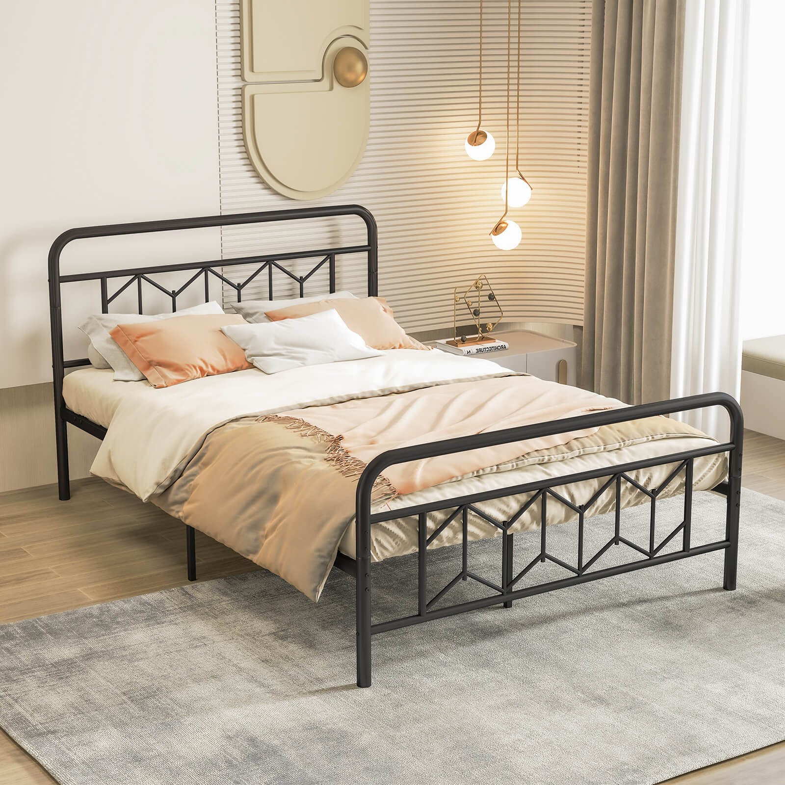 Full Size Bed Frame Mattress Foundation w/ Headboard 12.5" Under-bed Storage