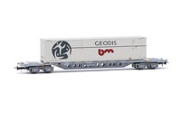 Jouef Spur H0 HJ6263 Tragwagen Sgss + Container Geodis, Sncf, Ep.V, Ovp, Neu!