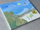Signed Fine Art Stretched Canvas Oil Painting Fantasy Landscape In Blues 11x14 — photo 3