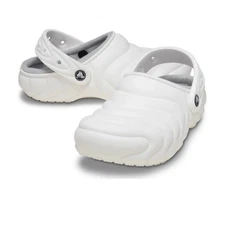 Crocs Classic 210059-100 Clogs Unisex 8M/10W White Overpuff Lined Slip On DAB1