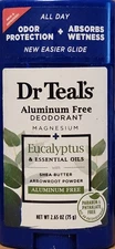 Dr Teal's Aluminum Free Deodorant, Eucalyptus, 2.65 oz