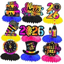 New Years Party Honeycomb Centerpieces 12Pcs Happy 2026 New Year Table
