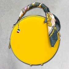 Borsa a tracolla donna rotonda Florence vera pelle borsetta gialla OTF819Y