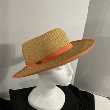Women’s Sun ‘N’ Sand Headwear Tan/Orange Straw Hat   UPF 50+ Protection