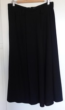 Vintage Lord  Taylor Skirt Womens 16 Black Wool A Line Pleated Belted Midi 90s