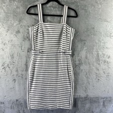 Banana Republic Sheath Dress Women’s 4 White & Blue Striped Fitted Waist Accent