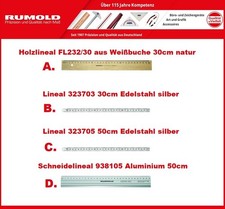 RUMOLD Lineal Holzlineal Weißbuche Holz Edelstahl silber Aluminium 30cm / 50cm