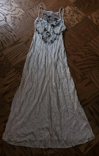 Victoria's Secret Silk Long Nightgown Medium Cream Ivory Embroidered Sheer Back - Picture 15 of 17