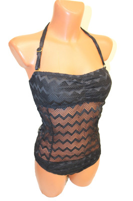 Octopus Badeanzug S 36/38 A B Spitze Neckholder schwarz Bademode Damen Monokini