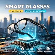 M02S Smart Glasses AI 4K UHD 8MP  Camera Video Call Translation AI Voice Assist