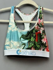 Ethika Sports Bra Womens Large Multi Racerback Cloud Floral Print Stretch Gym