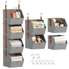 Hanging Closet Organizer 4 Tier - Clothes Hanging Shelves, Space-Saving Closet
