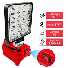 LED Work Light Cordless for Milwaukee M-18 18V Battery w/Dual USB Outdoors Lamp