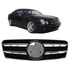 Mercedes CLK W208 C208 A208 Gitter Grill Kühlergrill Schwarz Glanz Chrom 97-03