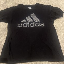 Adidas The Go To Tee Black Graphic Logo T Shirt Large Mens Adult Activewear