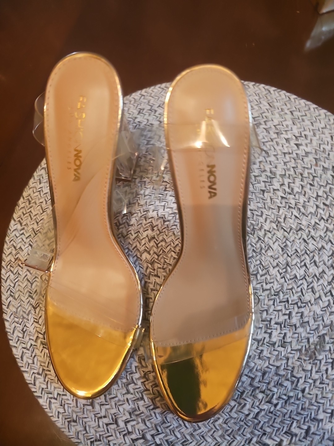 Fashion Nova Metallic Rose Gold Heels Women's Size 9 Open Toe Ankle Strap
