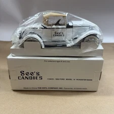 NEW VTG See's Candies 1930 Ford Model "A" Roadster Bank By ERTL Co. Diecast Car 