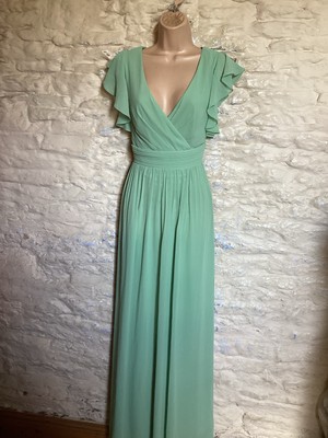 Brandneu ohne Etikett mittelgrün Brautjungfer Party Abschlussball Abend Maxikleid Ballkleid Größe 18