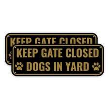 2 PC Dog In Yard Keep Gate Closed Sign 10 x 3.5 Inches Aluminum Safety Alert