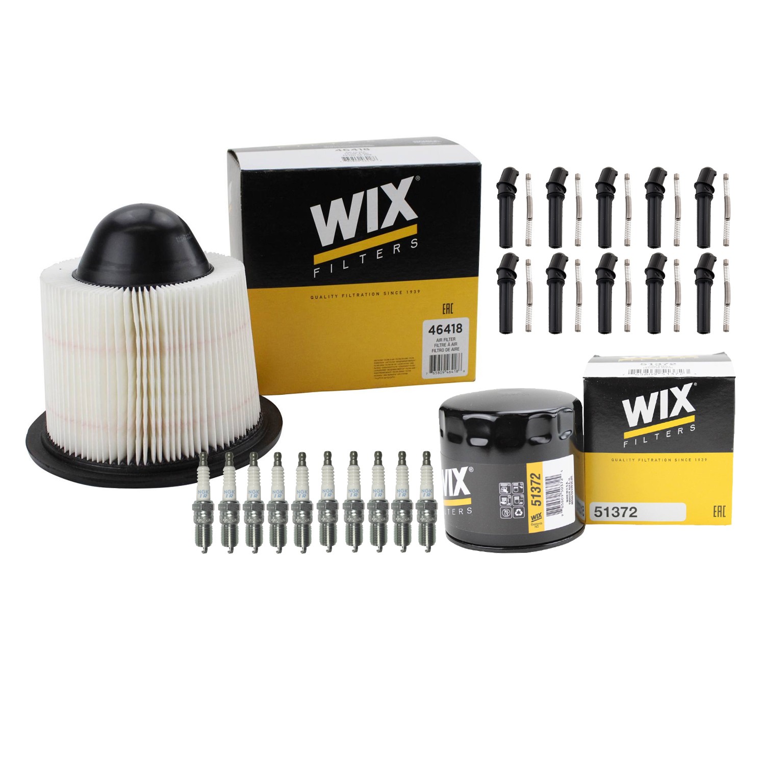 Wix Tune Up Kit NGK 10 Spark Plugs  Coil Boots Kit for E250 E350 6.8L V10 SOHC