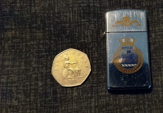 Zippo lighter. Repulse. Nautical themed. Chrome steel. November 1986 model.