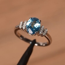 Swiss Topaz Gemstone 925 Sterling Silver Women Ring Duty Free